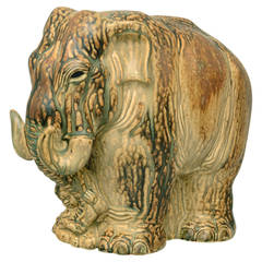 Large Stoneware Elephant with Dripping Glaze by Knud Kyhn for Royal Copenhagen