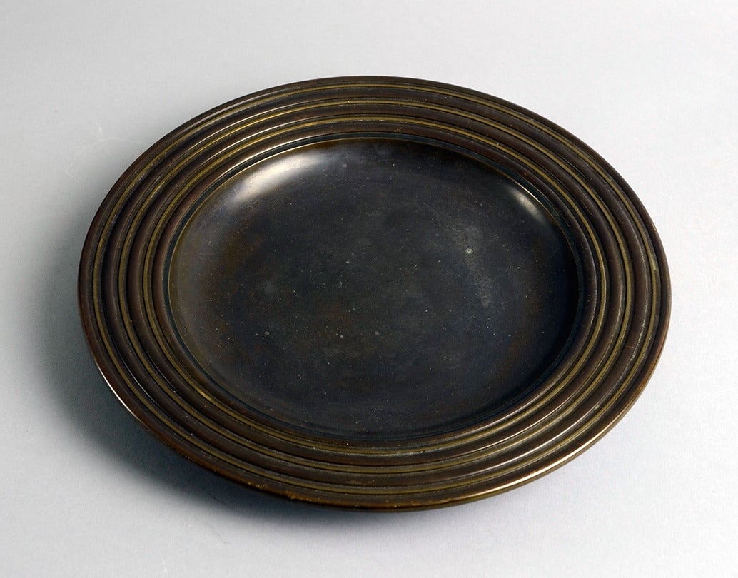 Bronze dish with ribbed rim, 1930s-1940s. Excellent condition and patina.