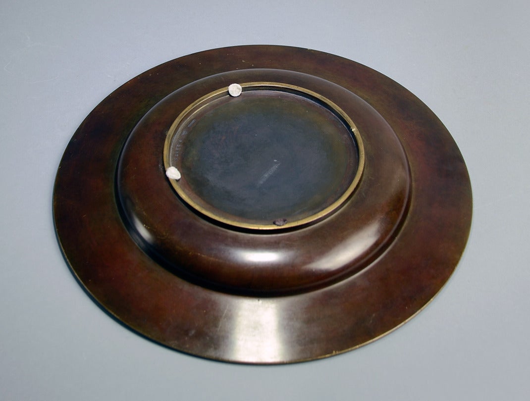 Danish Bronze Dish with Ribbed Rim by Just Andersen