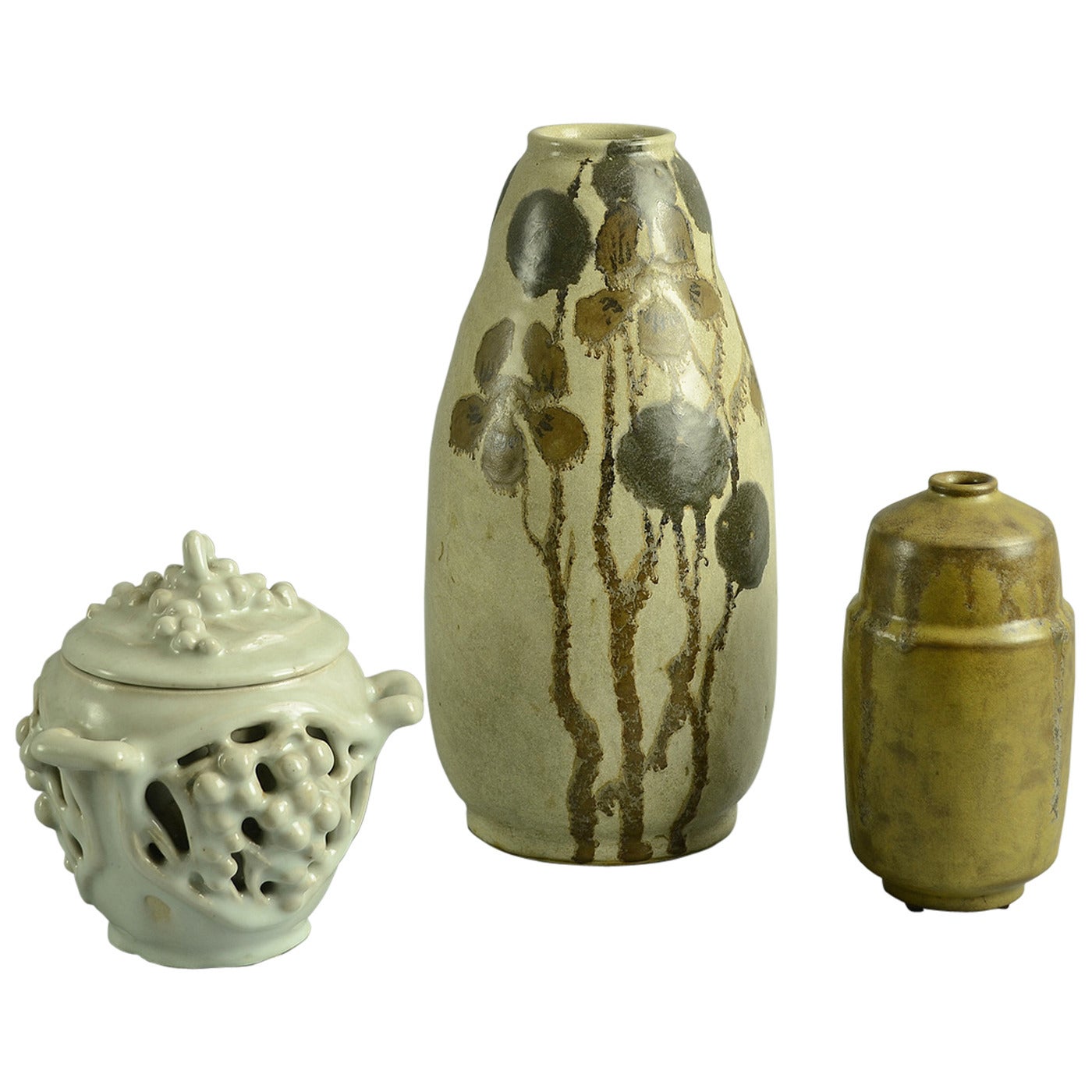 Three Stoneware Items by Nils Emil Lundström for Rörstrand For Sale