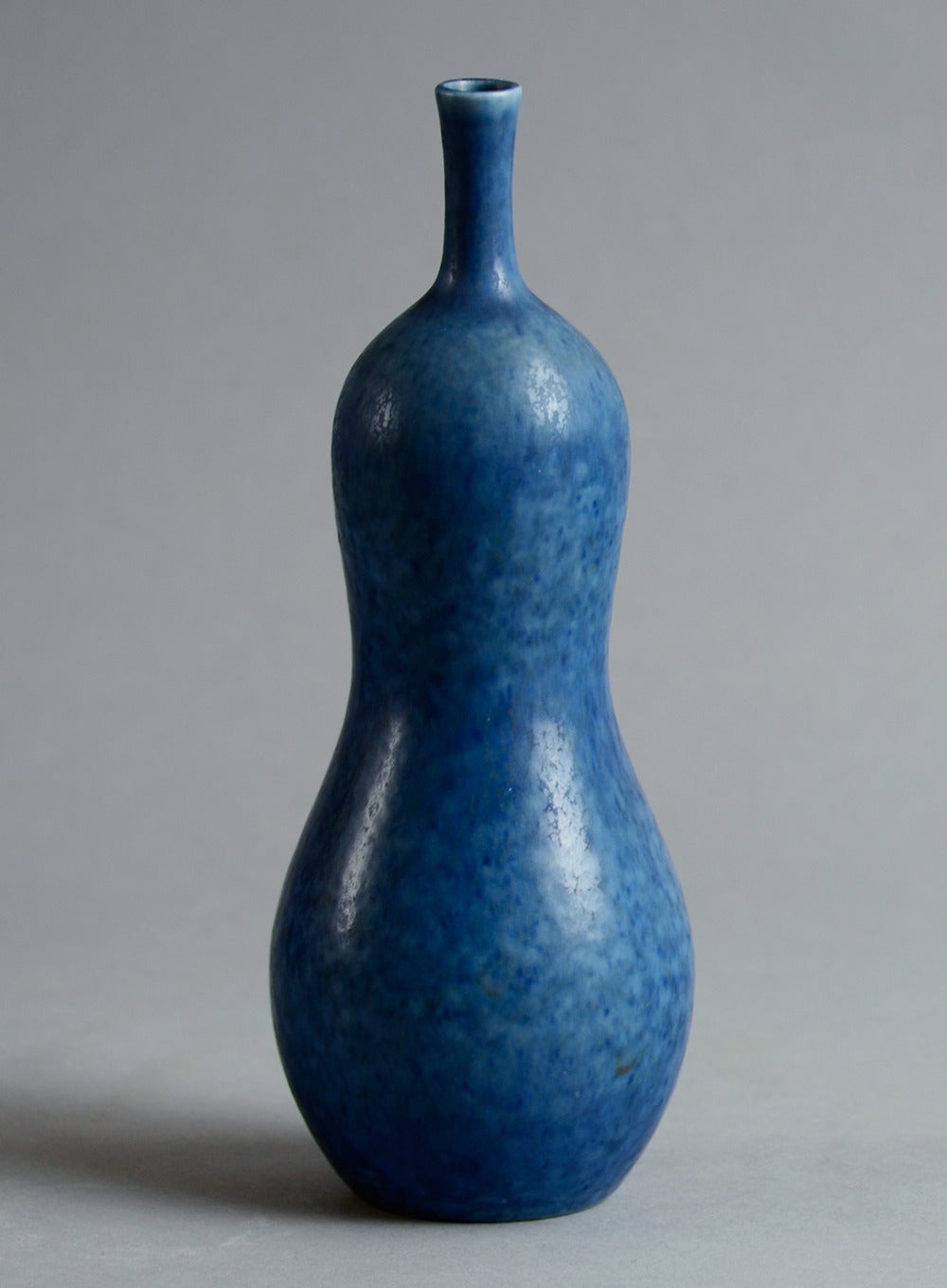 Scandinavian Modern Double Gourd Vase with Blue Glaze by Carl Harry Stalhane for Rörstrand