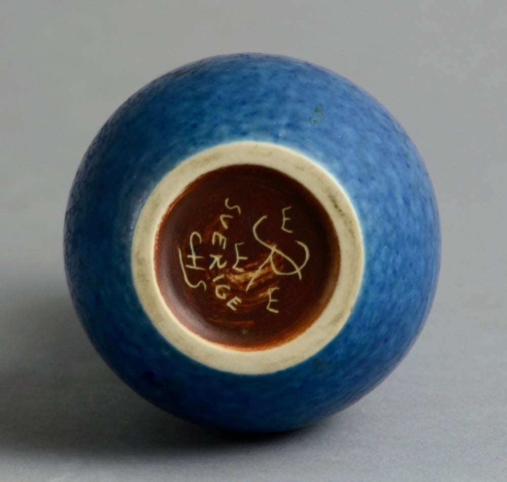 Glazed Double Gourd Vase with Blue Glaze by Carl Harry Stalhane for Rörstrand
