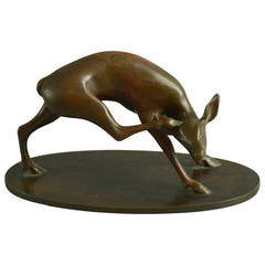 Vintage Bronze Deer Figure by Jean Rene Gauguin for Nic O Schmidt, Denmark