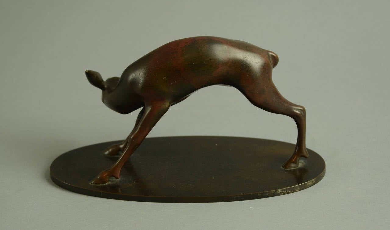 Jean Rene Gauguin, Nicolai Outzen Schmidt bronze, Denmark 
Bronze figure of deer, 1930s.
Impressed 