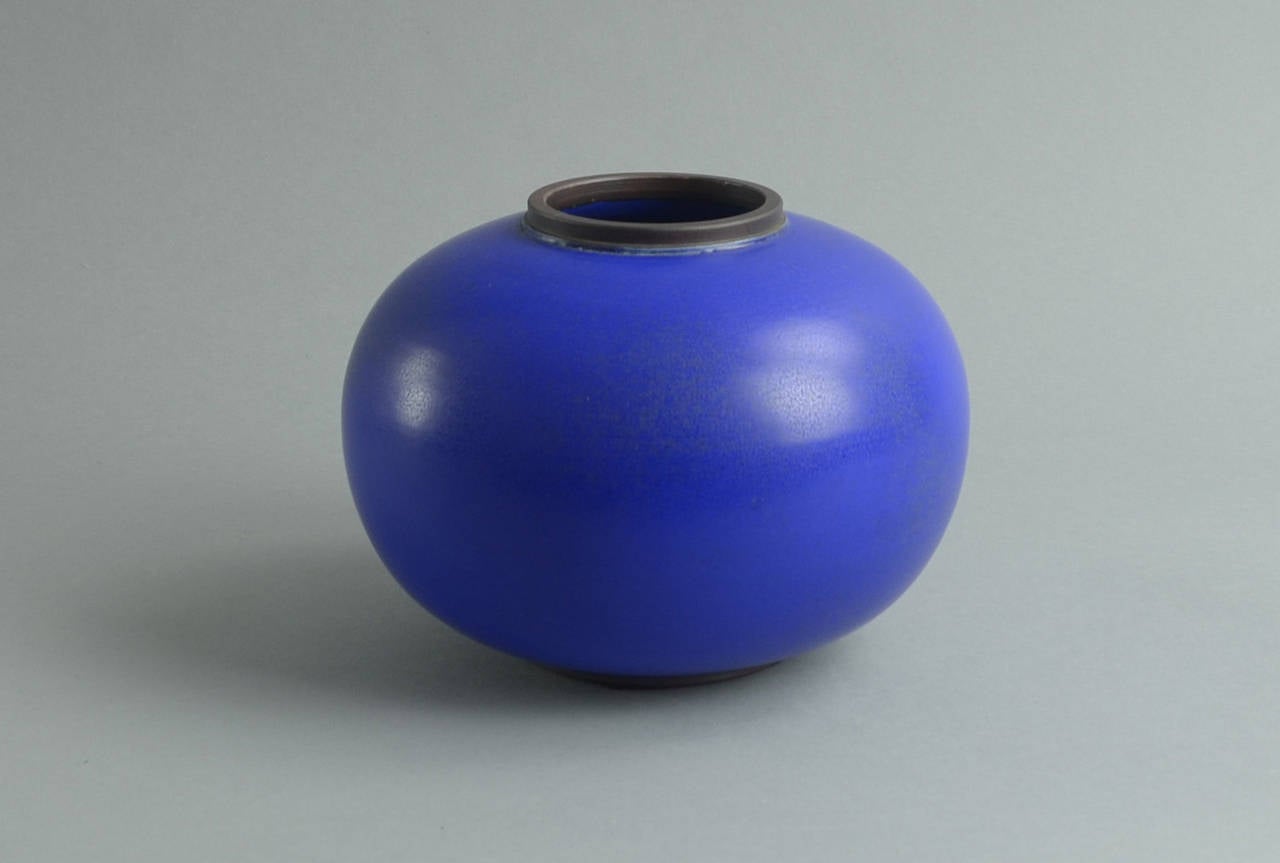 Finnish Vase with Cobalt Blue Glaze by Kurt Eckholm for Arabia