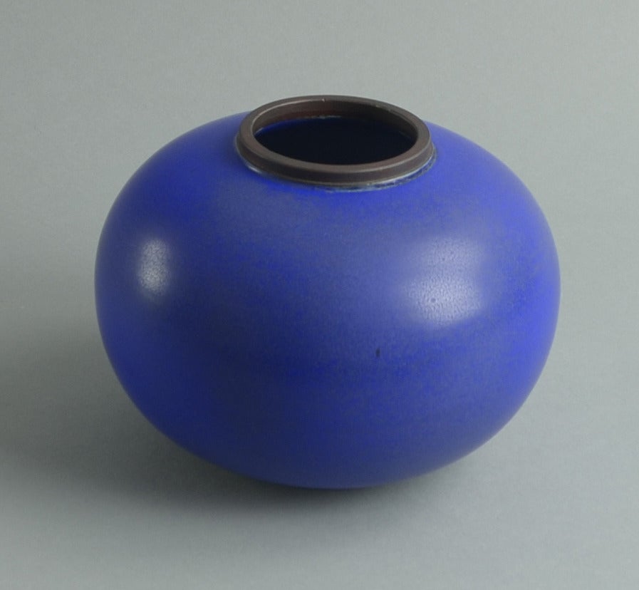 Scandinavian Modern Vase with Cobalt Blue Glaze by Kurt Eckholm for Arabia