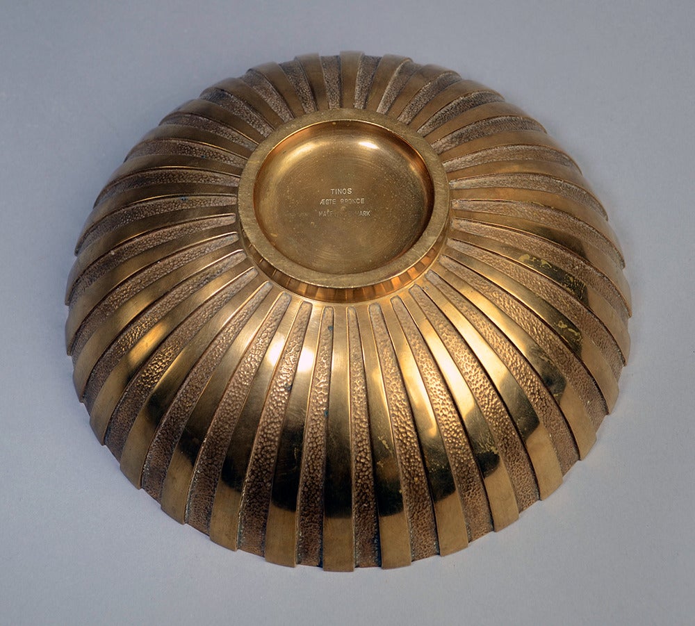 Fluted Bronze Bowl by Tinos, Denmark In Good Condition In New York, NY