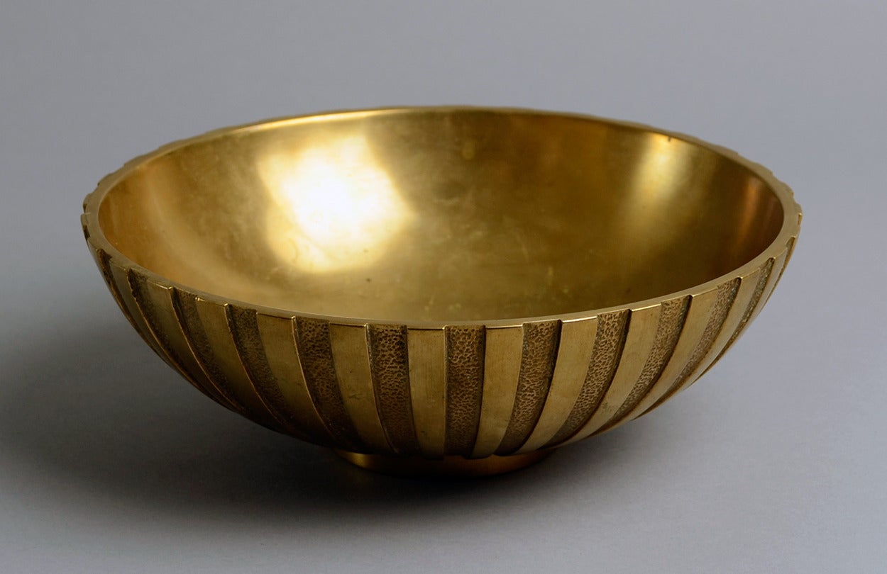 Mid-20th Century Fluted Bronze Bowl by Tinos, Denmark