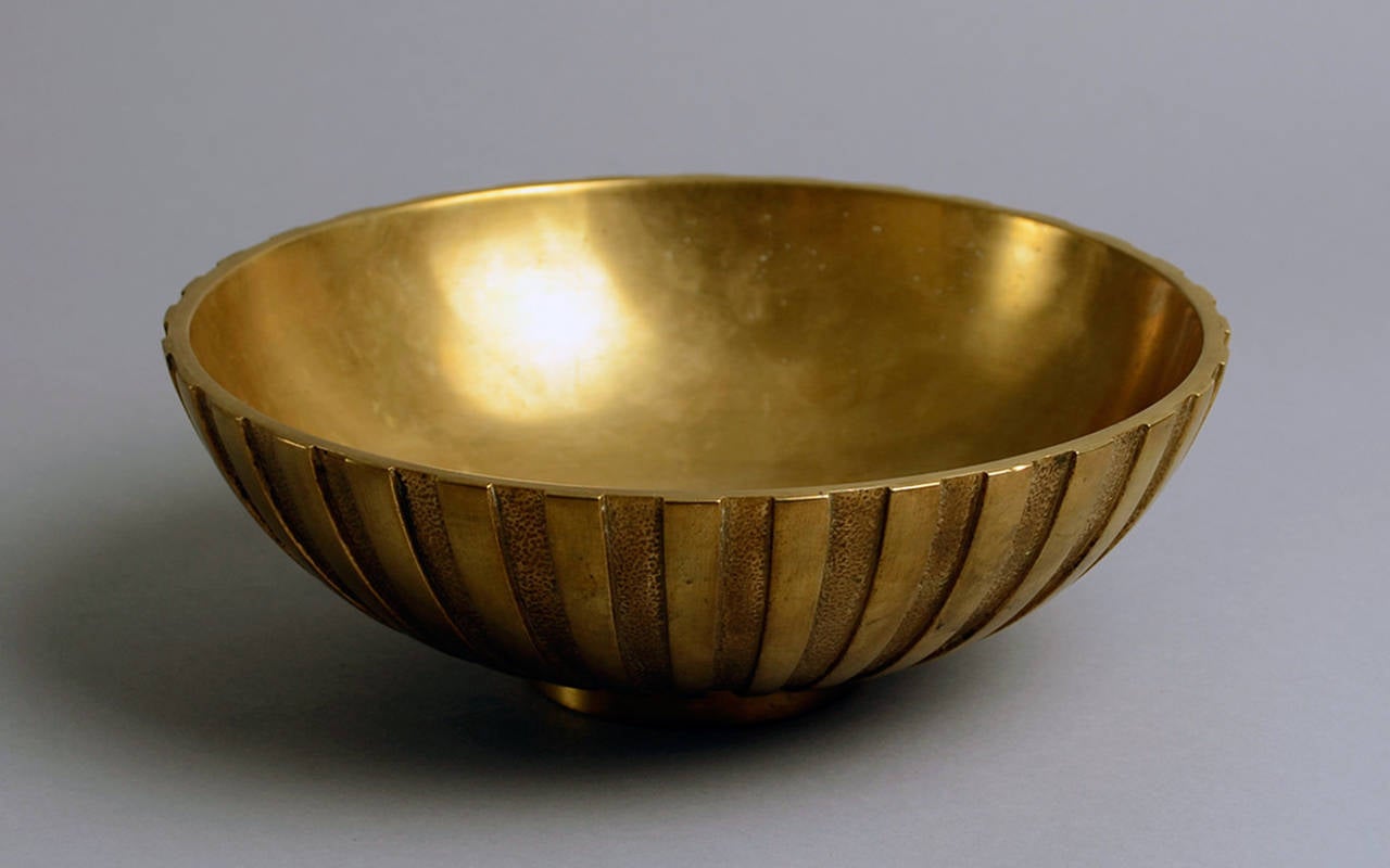 Art Deco Fluted Bronze Bowl by Tinos, Denmark
