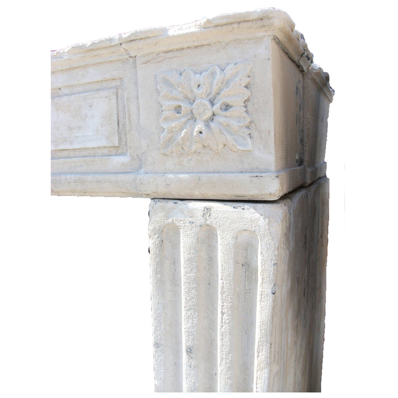 Antique French Limestone Fireplace, 18th C., Style: Louis XVI In Good Condition For Sale In Cornell, CA