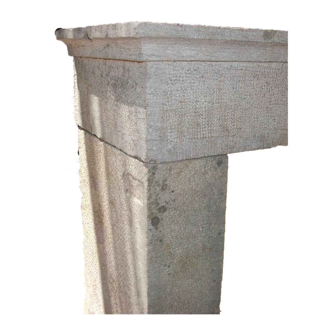 Carved Antique French Limestone Fireplace, 19th C., Style: Countryside For Sale