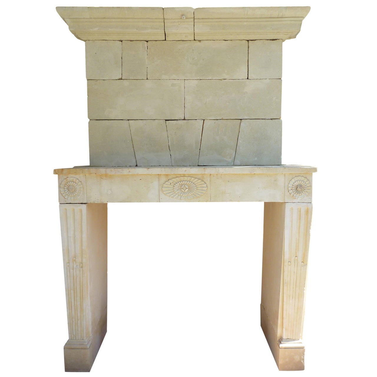 Antique Limestone Fireplaces, 18th c., Style: LOUIS XVI For Sale