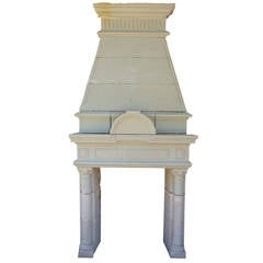 Antique French Limestone Fireplace, 19th c., Style: Napoleon III