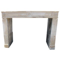 Antique French Limestone Fireplace, 18th C., Style: Louis XVI