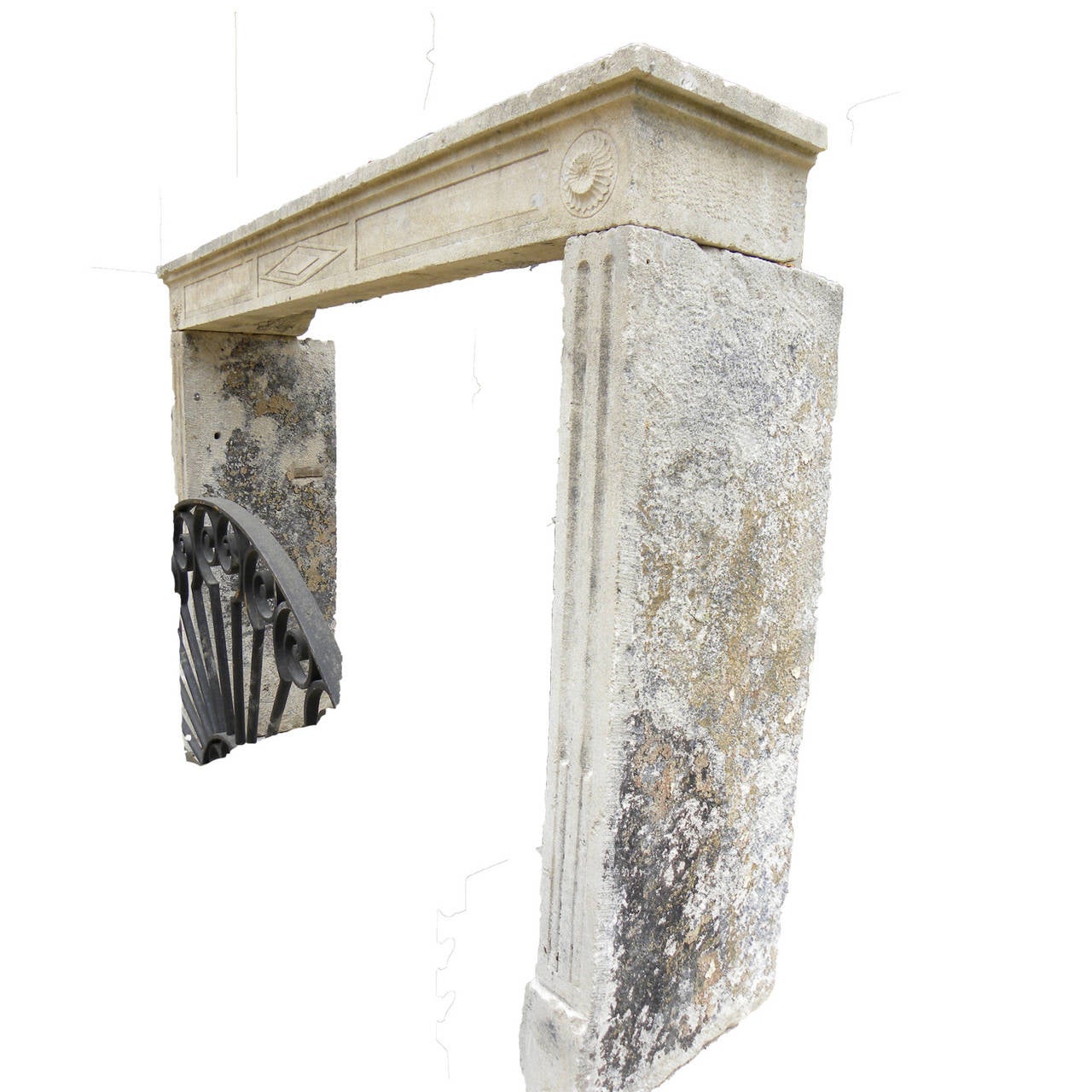 Antique Limestone Fireplace, 18th Century Louis XVI-Style