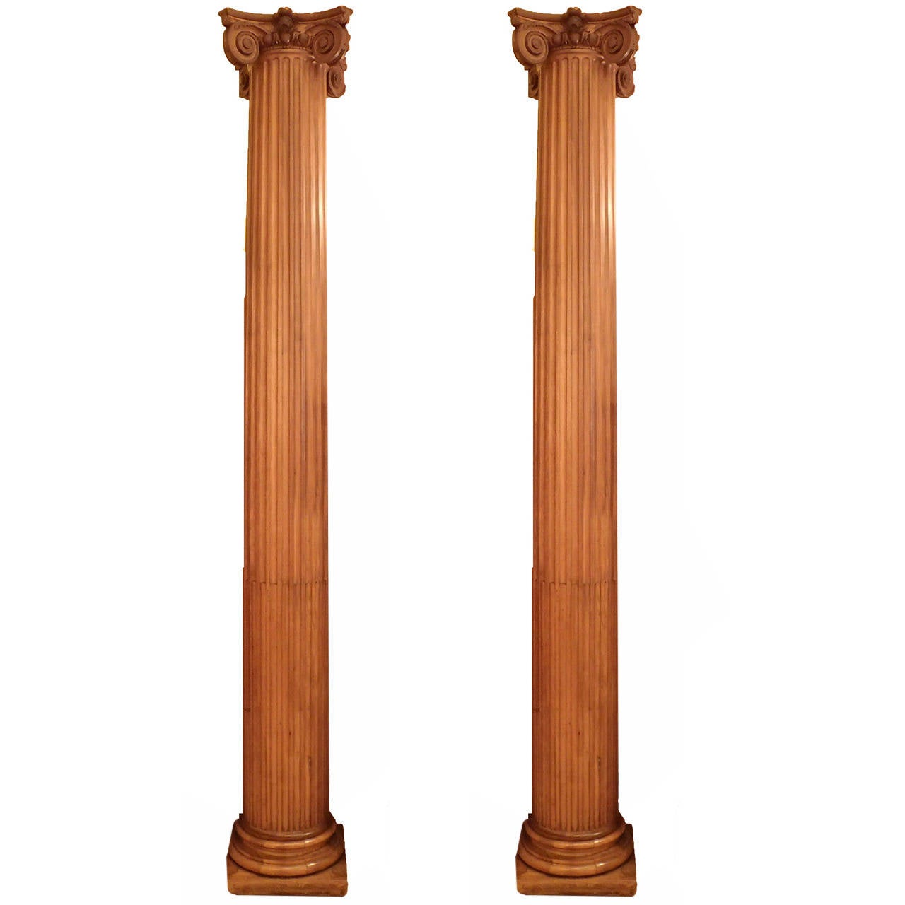19th Century Walnut Wood Columns Corinthian from England For Sale
