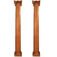 19th Century Walnut Wood Columns Corinthian from England