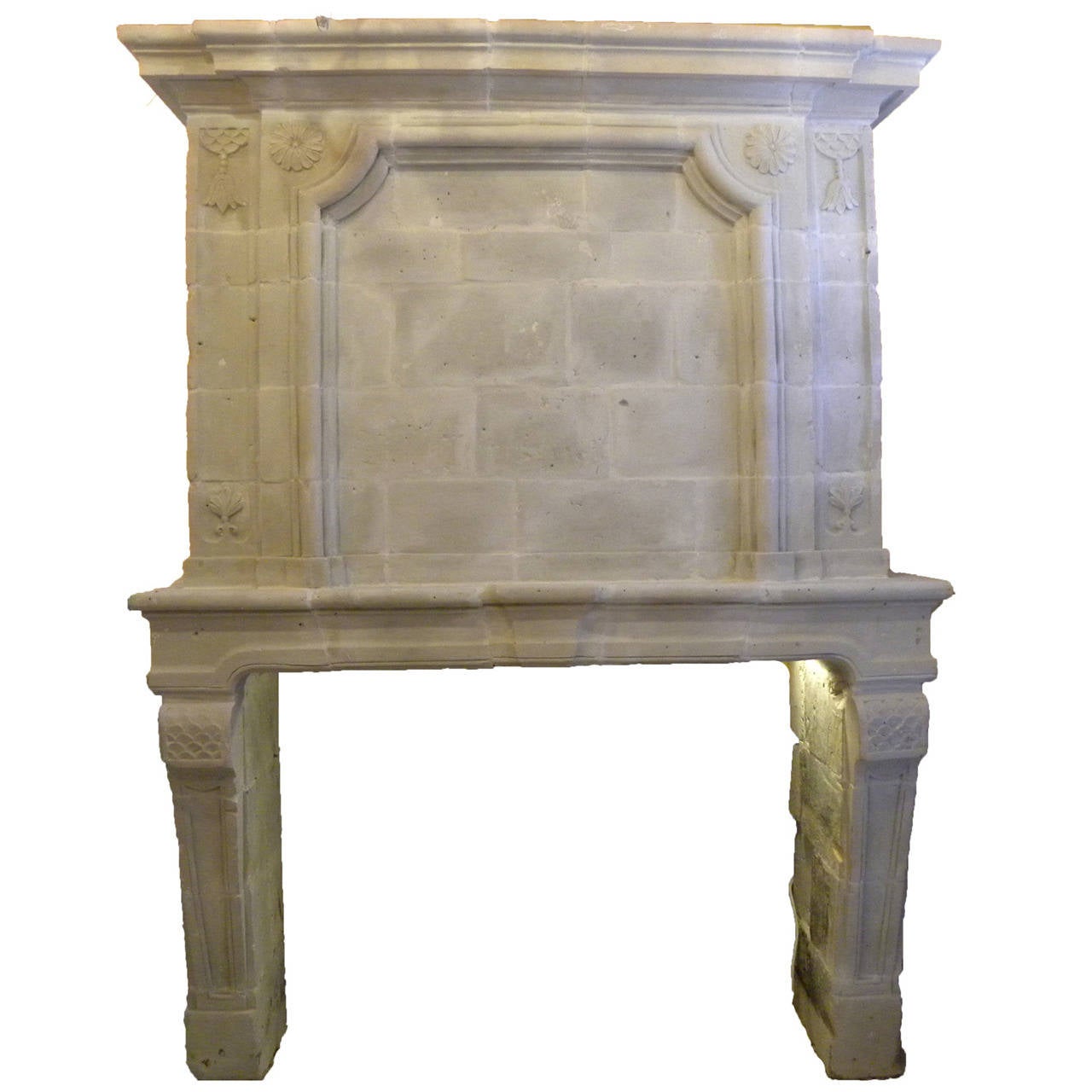 Antique Limestone Fireplace from France, 18th. Century For Sale