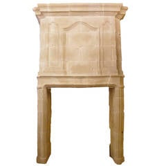 Antique Limestone Fireplace from France, 18th Century