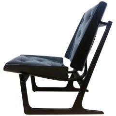 Bentwood and Leather Danish Sleigh Lounge Chair Hans Juergens