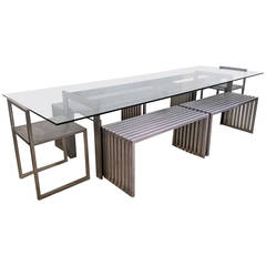 Philip Plein Steel Dining Suite with Chairs and Benches 10