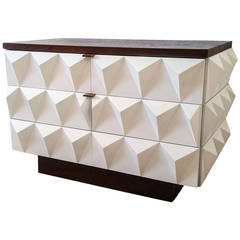 Brutalist Diamond Front Lacquered Cabinet