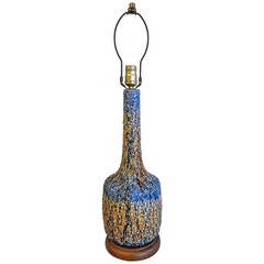 Vintage Mid Century Modern Drip Glazed Textured Table Lamp