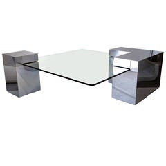 Chrome and Glass Coffee Table in the Style of Paul Evans