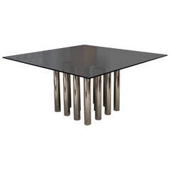 Mid-Century Cast Iron and Chrome 16-Legged Dining Table after Paul Evans