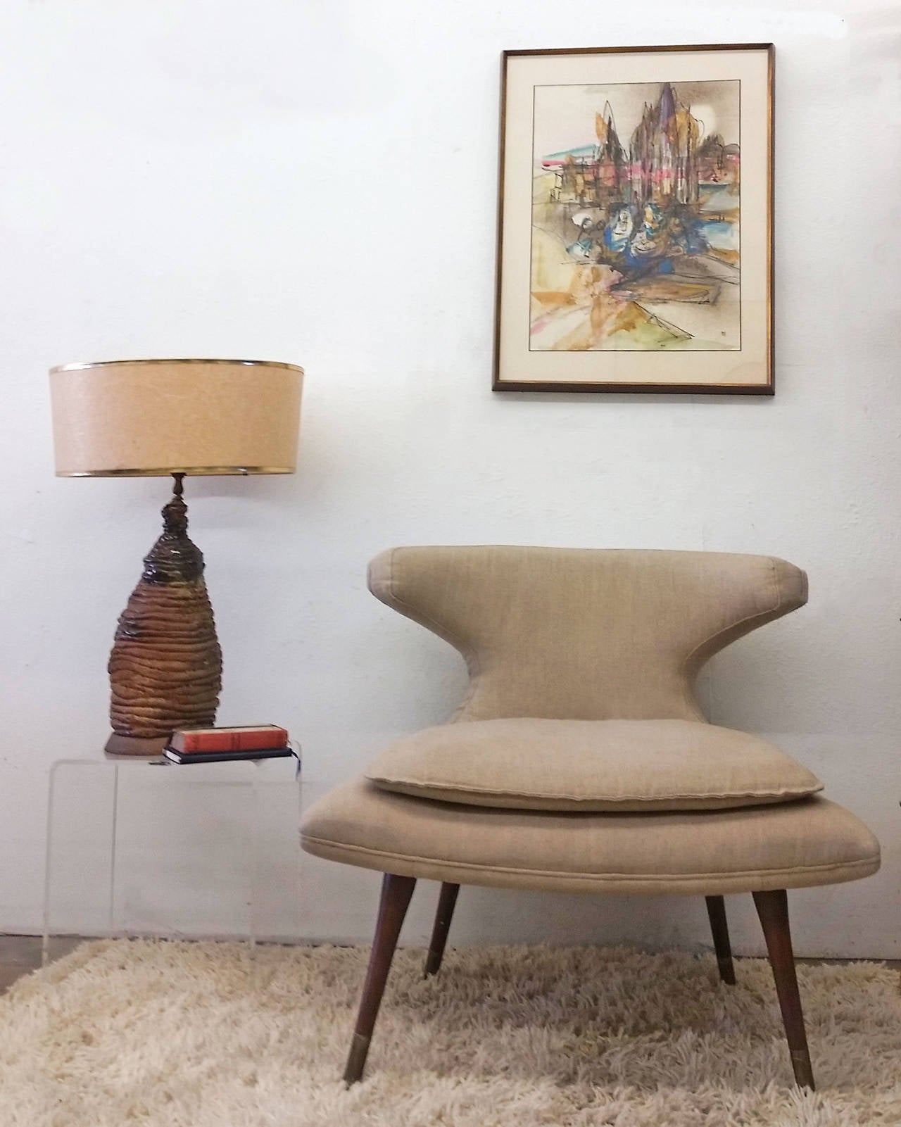 Mid Century Brutalist Clay Table Lamp For Sale 1