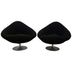 Mid Century Sculptural Pair of Diamond Shaped Lounge Chairs