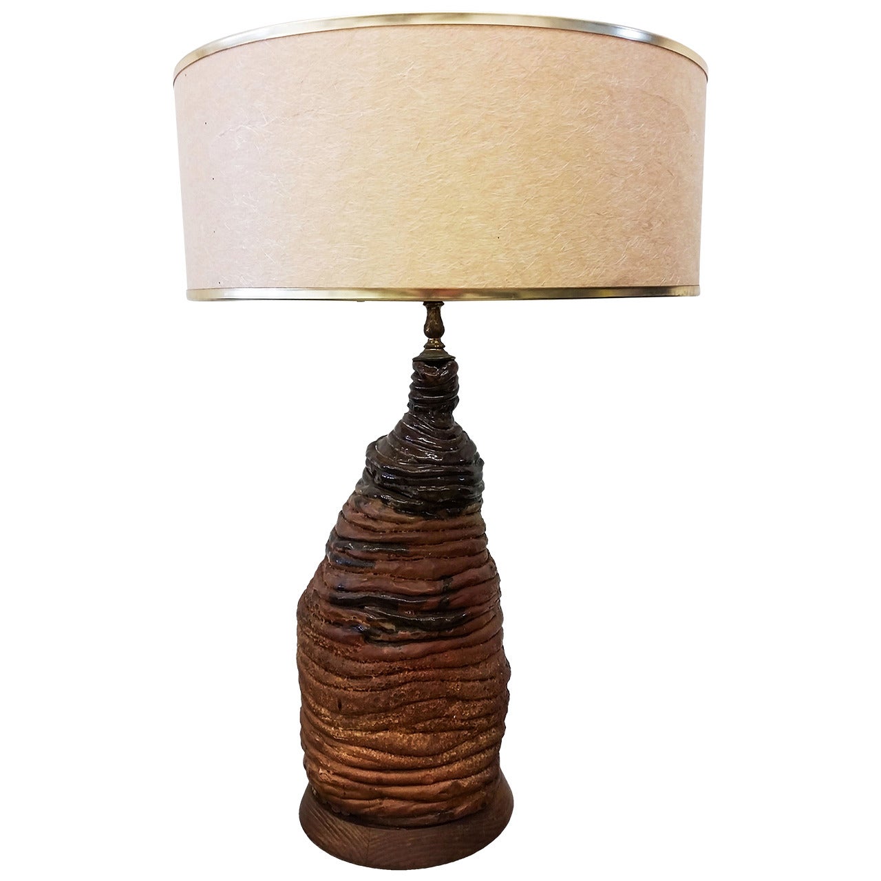 Mid Century Brutalist Clay Table Lamp For Sale