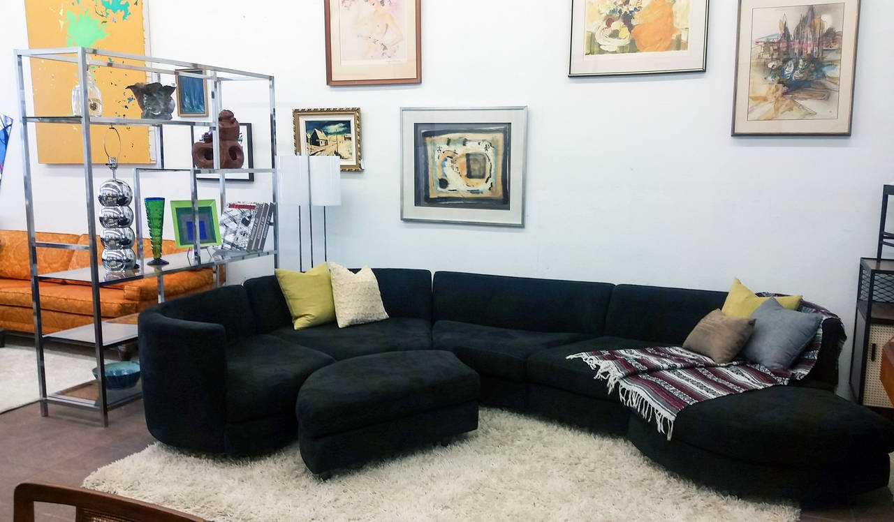 Mid-Century Modern Cy Mann Suede Biomorphic Sectional Sofa