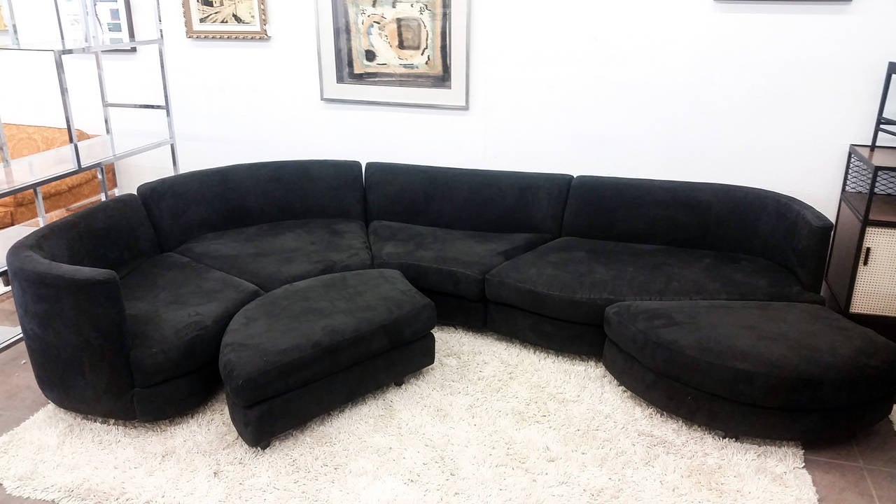 Cy Mann Suede Biomorphic Sectional Sofa In Excellent Condition In Culver City, CA