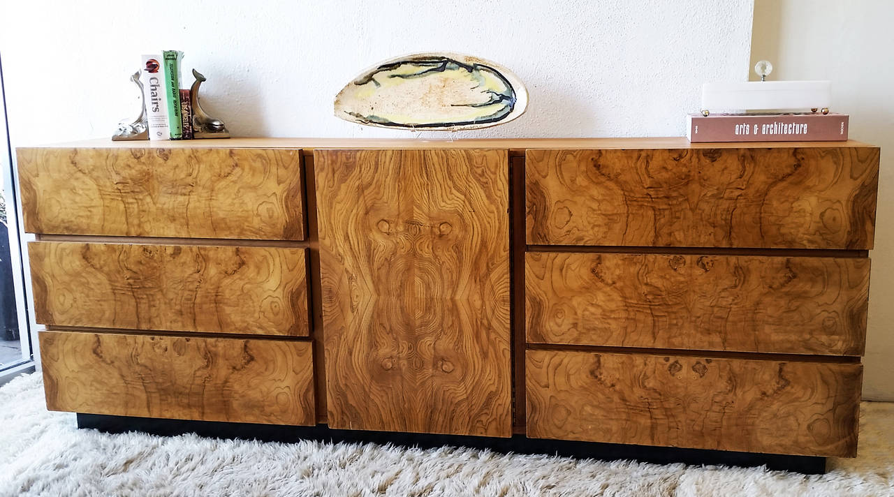 Milo baughman on sale burl credenza