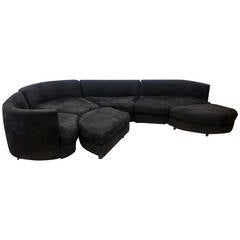 Cy Mann Suede Biomorphic Sectional Sofa