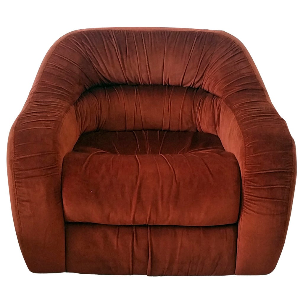 1970s Italian Modern Style Velvet Club Chair