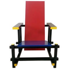 Red Blue Chair in the Manner of Gerrit Rietveld