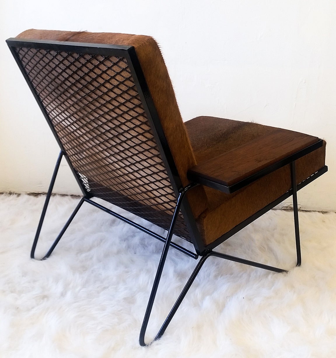 Sculptural Iron and Cowhide Lounge Chair After Raoul Guys In Excellent Condition In Culver City, CA