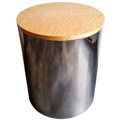 Paul Mayen Bird's-Eye Maple and Chrome Side Table