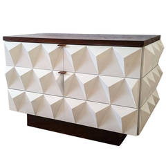Brutalist Diamond Front Lacquered Cabinet