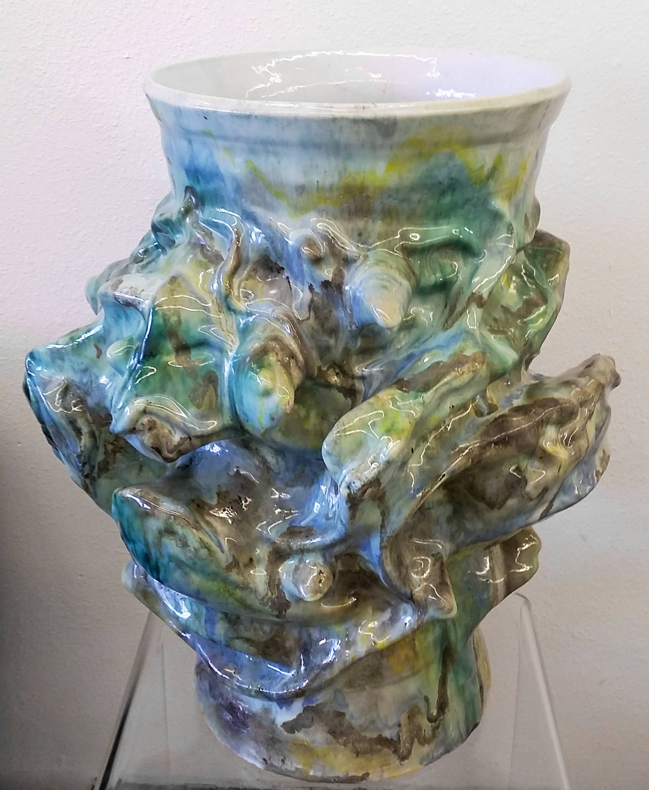 A monumental vessel by Elena Karina. Karina held the positions of Craft coordinator (1974-1978) at the National Endowment for The Arts, and special assistant for the arts to the office of the vice president, the white house (1978-80). This piece was