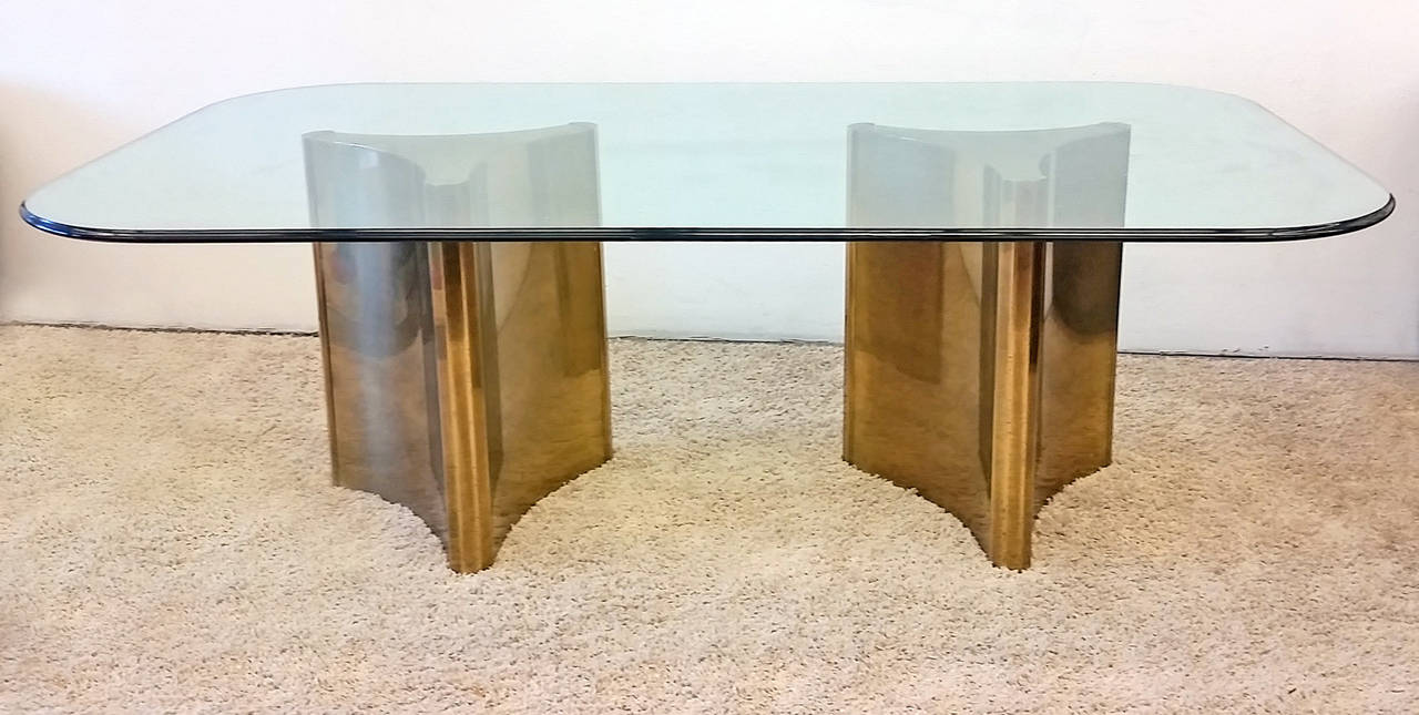 Mastercraft Trefoile Brass Double Pedestal Dining Table