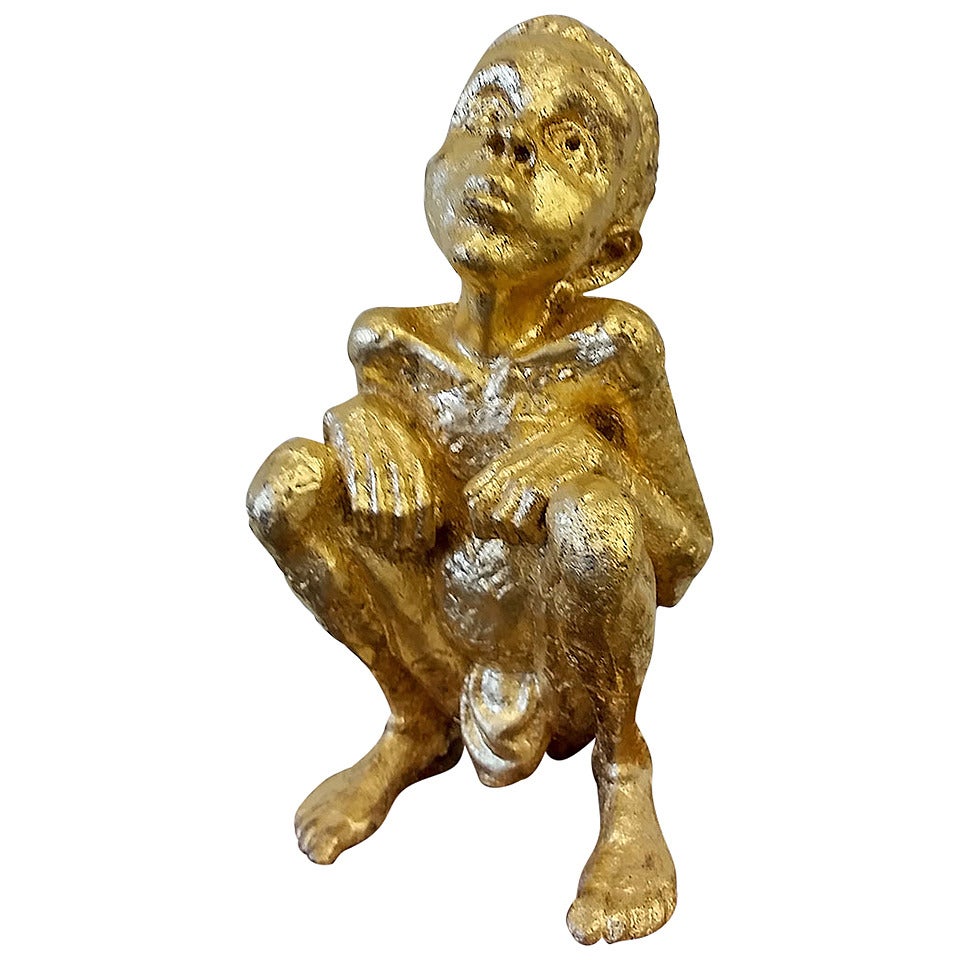 Beejoir LV Child - Sculpture en résine moulée à la feuille d'or 24 carats