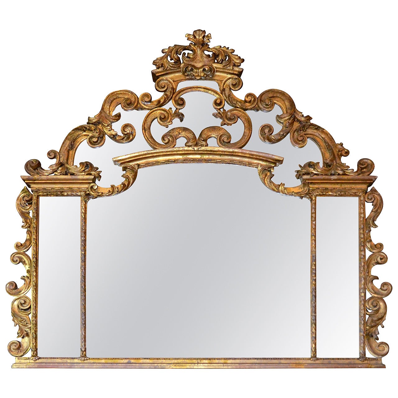 Large Giltwood Framed Italian Mirror, 19th Century