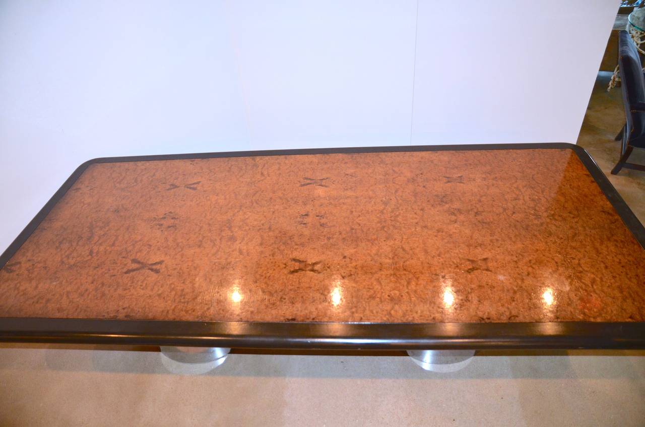American Monumental Burl, Black and Chrome Dining or Conference Table