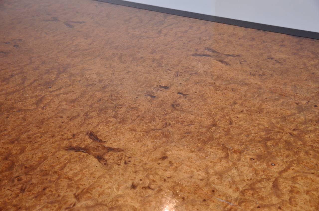Veneer Monumental Burl, Black and Chrome Dining or Conference Table