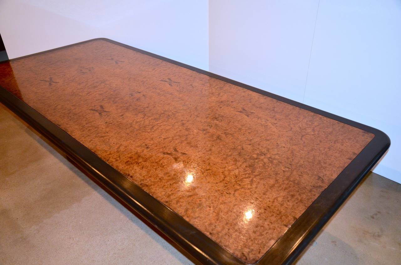 Monumental Burl, Black and Chrome Dining or Conference Table In Good Condition In Austin, TX