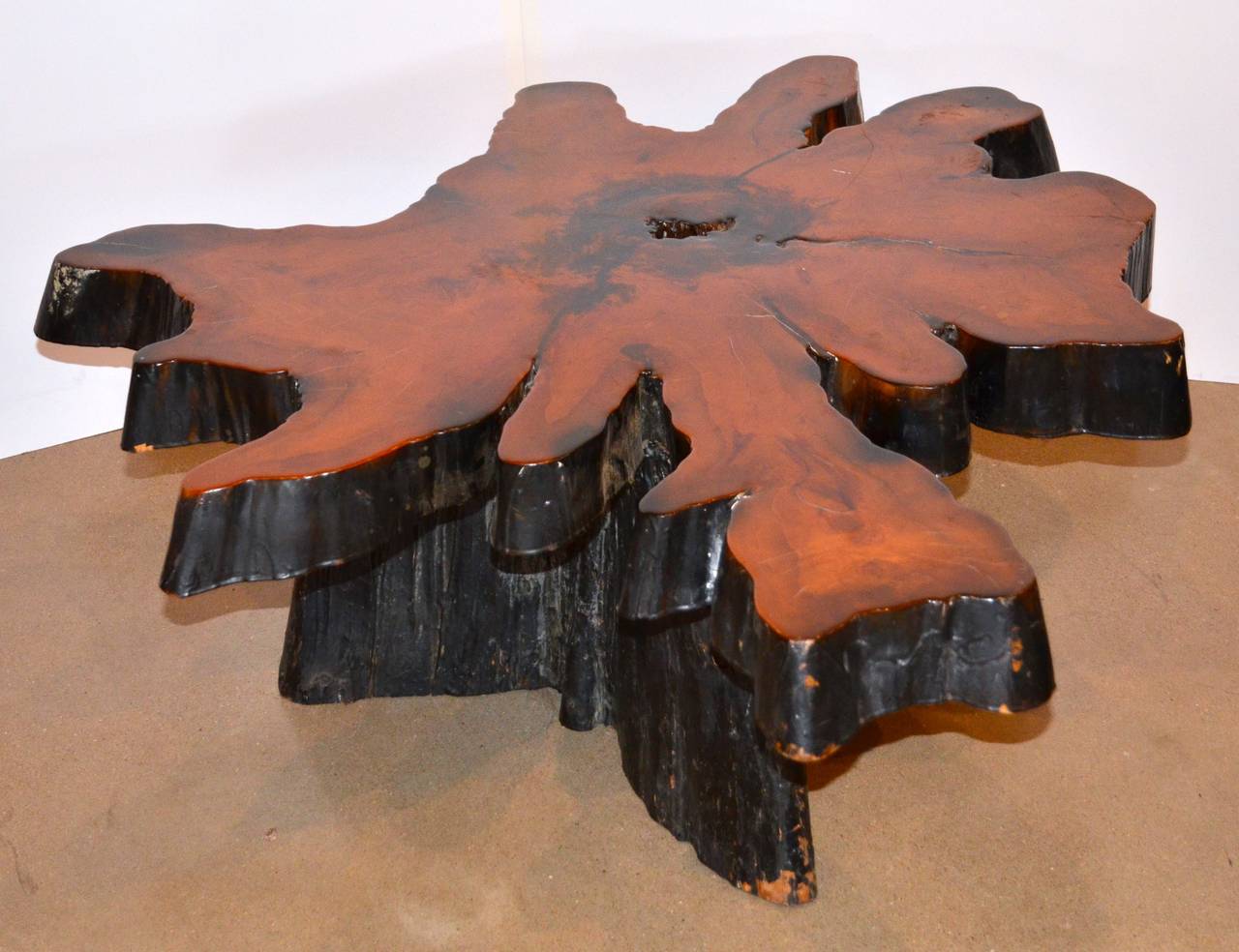 Woodwork Live Edge Redwood Burl Coffee Table, 1970s