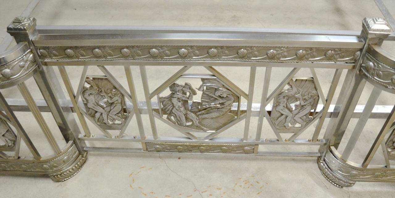 Mid-20th Century Art Deco Nickel-Plated King-Sized Bed